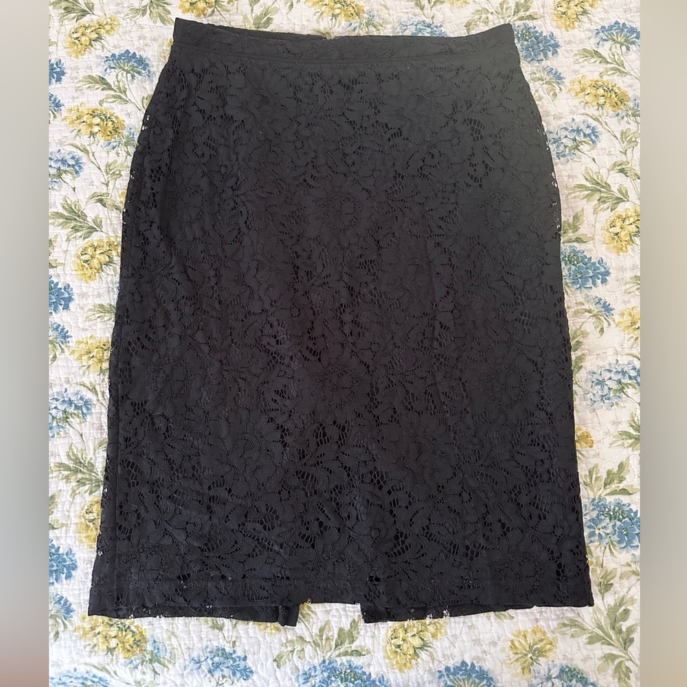 Who What Wear Black Lace Pencil Skirt